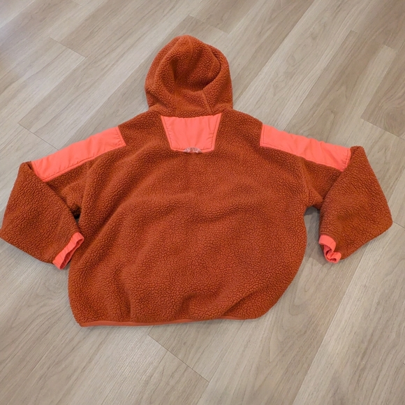 Free People Movement Lead The Pack Orange Fleece Hoodie Size S - Picture 5 of 6